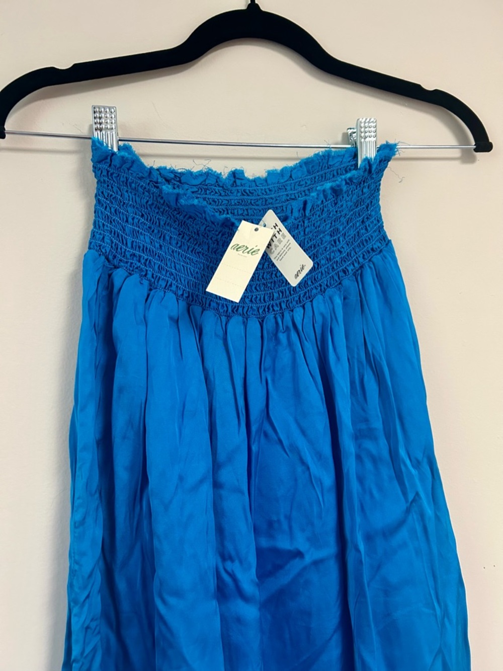 aerie Vibrant Blue Smocked-Waist Maxi Skirt